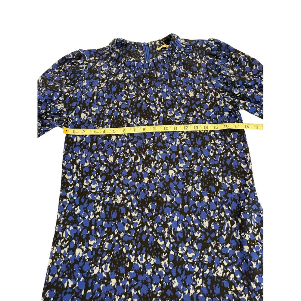 Tyler Boe Blue Abstract Floral Puff‎ Sleeve Ruffle Hem Mini Dress Size Meduim ? - Picture 9 of 10